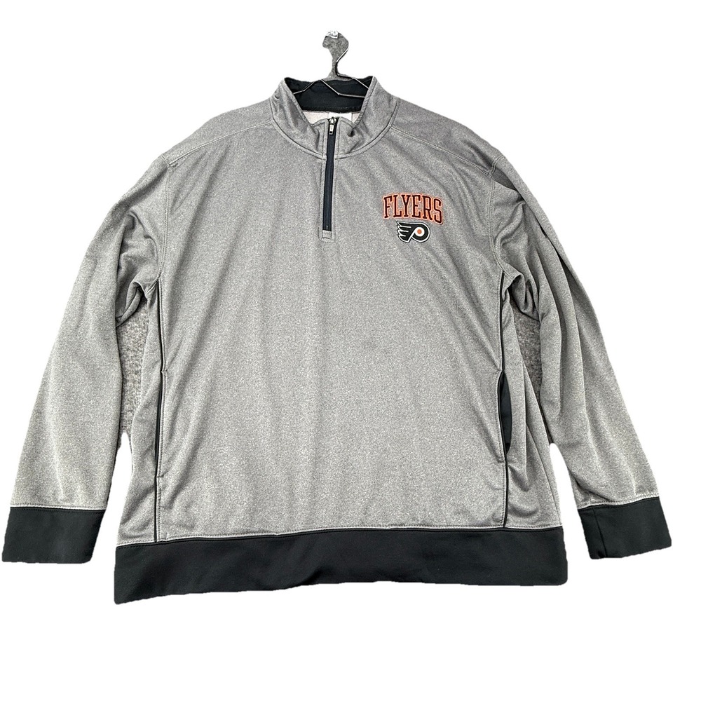 NHL Flyers Men's XL Dark Gray‎ 1/4-Zip Fleece-Lined Knit Pullover